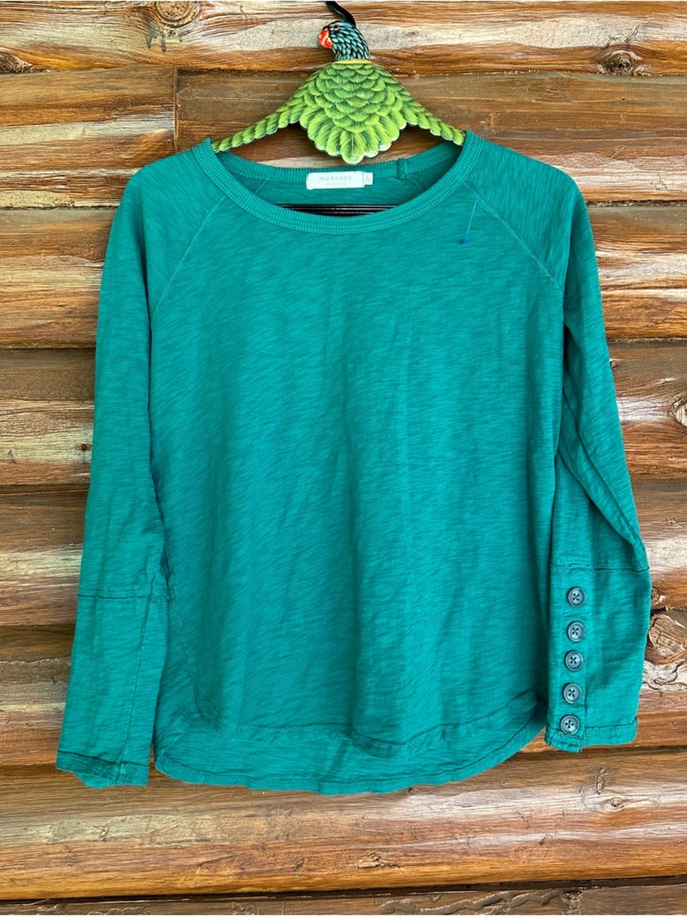 Mododoc Teal Long-Sleeve Button-Cuff